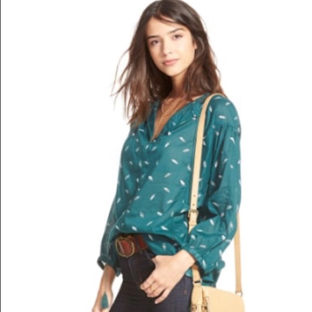 Madewell tie neck blouse in fall feathers